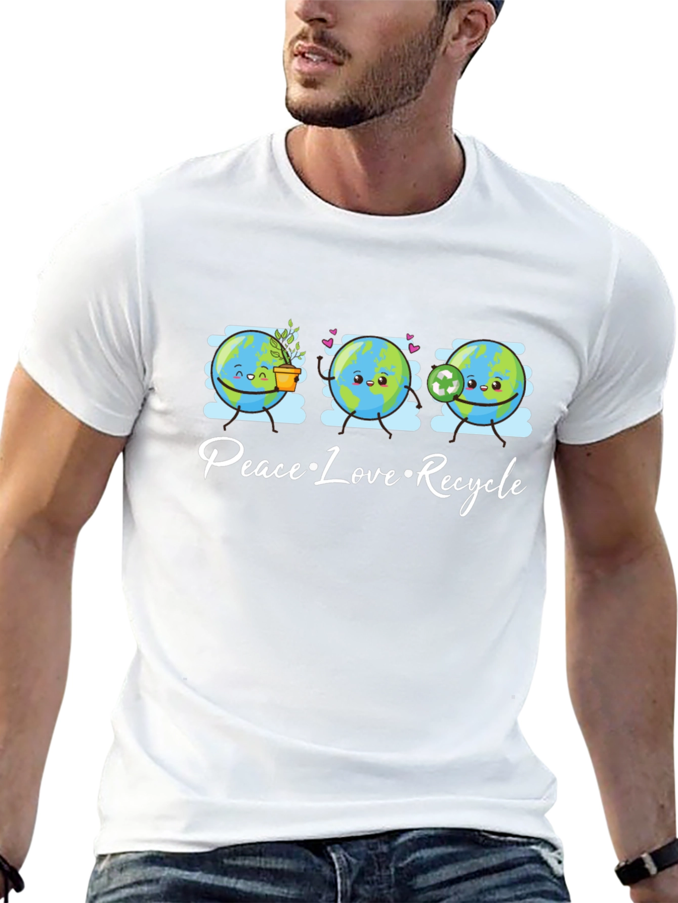 Peace Love Recycle T-Shirt Earth Day Graphic Tee