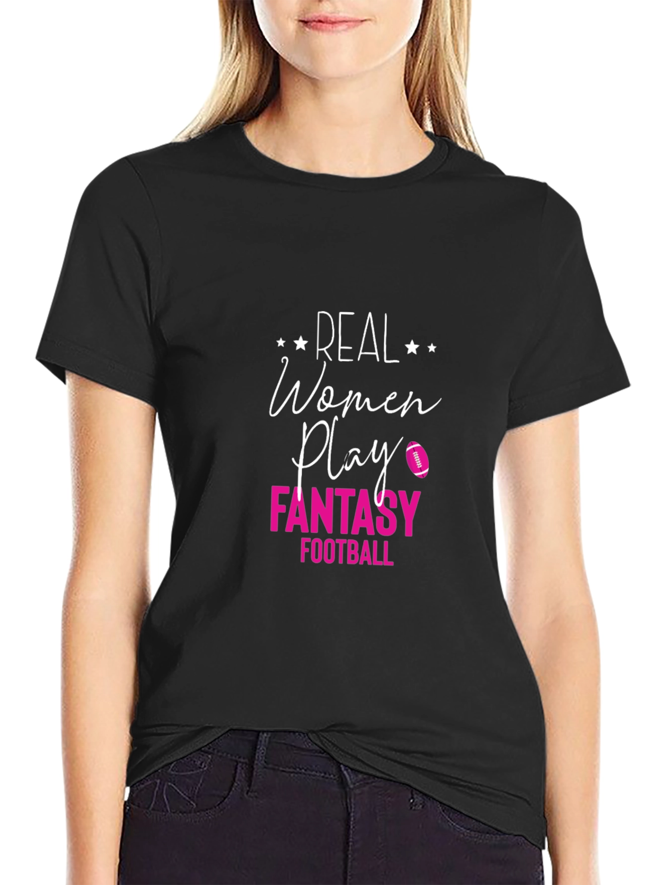 Real Women Play Fantasy Football Graphic Tee