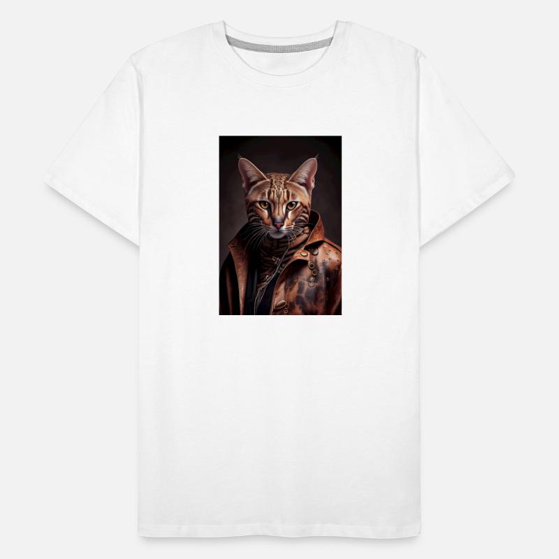Ocicat Cat Breed Portrait wears a leather jacket