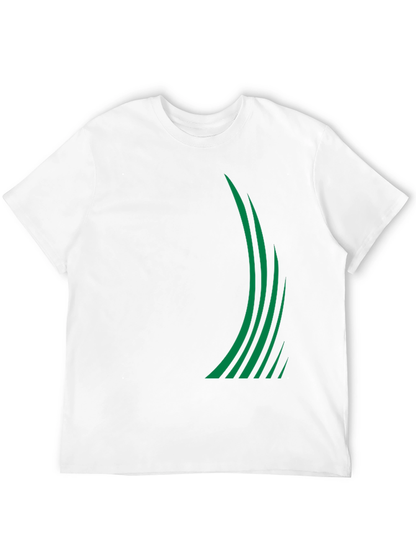 Sleek Black Tee with Green Stripe Design