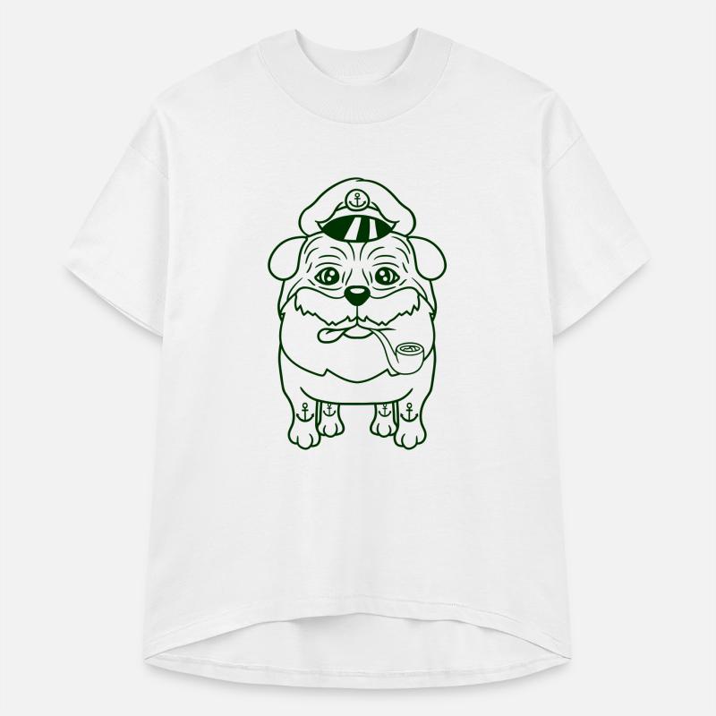 Old Pug Dog Captain Funny Cute Cool Cartoon Comic