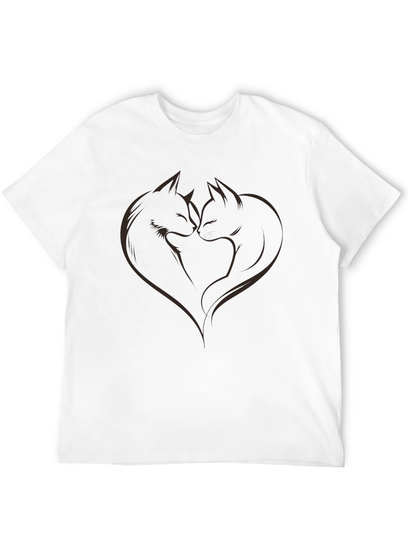 Heart Cats Graphic Tee - Modern Casual T-Shirt