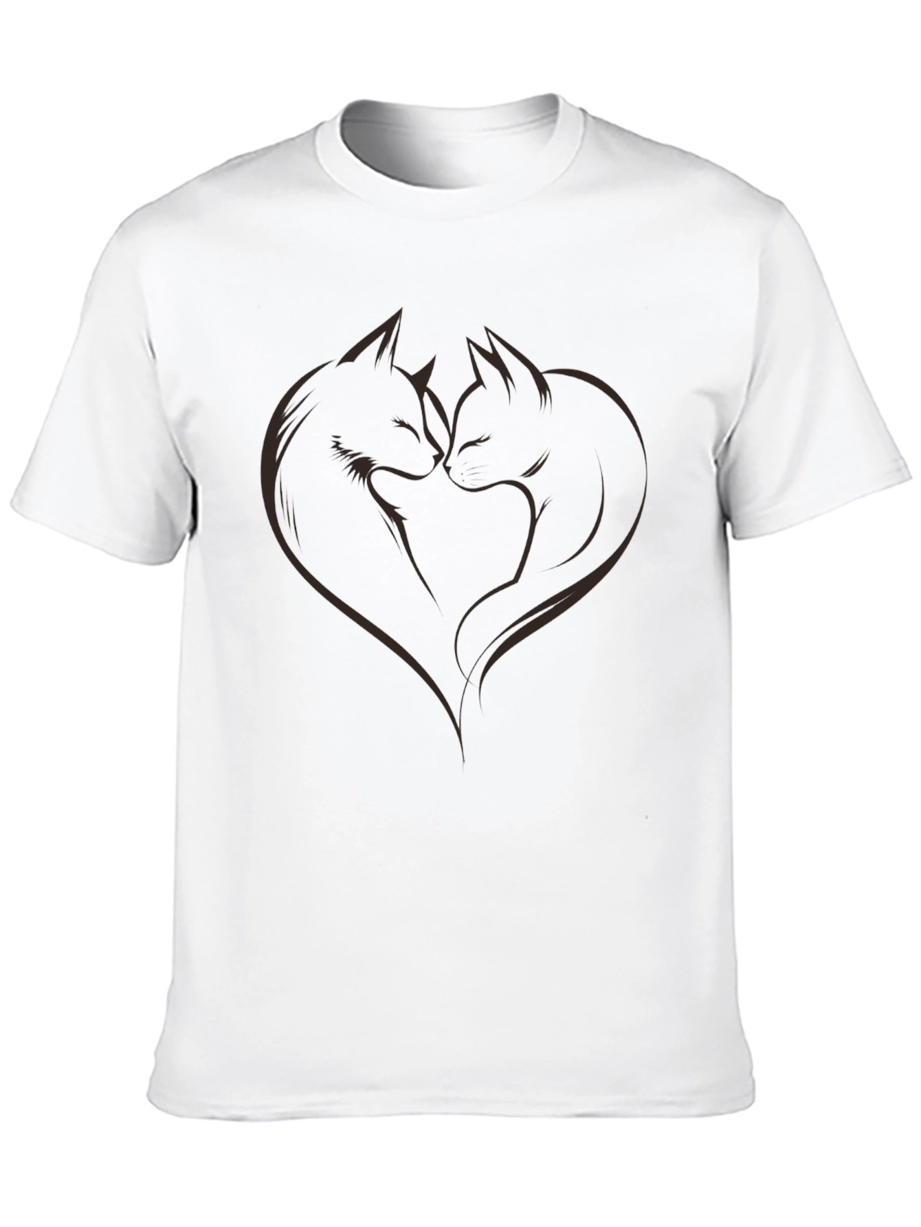 Heart Cats Graphic Tee - Modern Casual T-Shirt