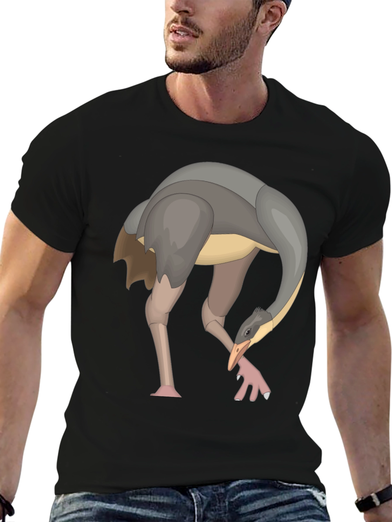 Ostrich Graphic Black T-Shirt
