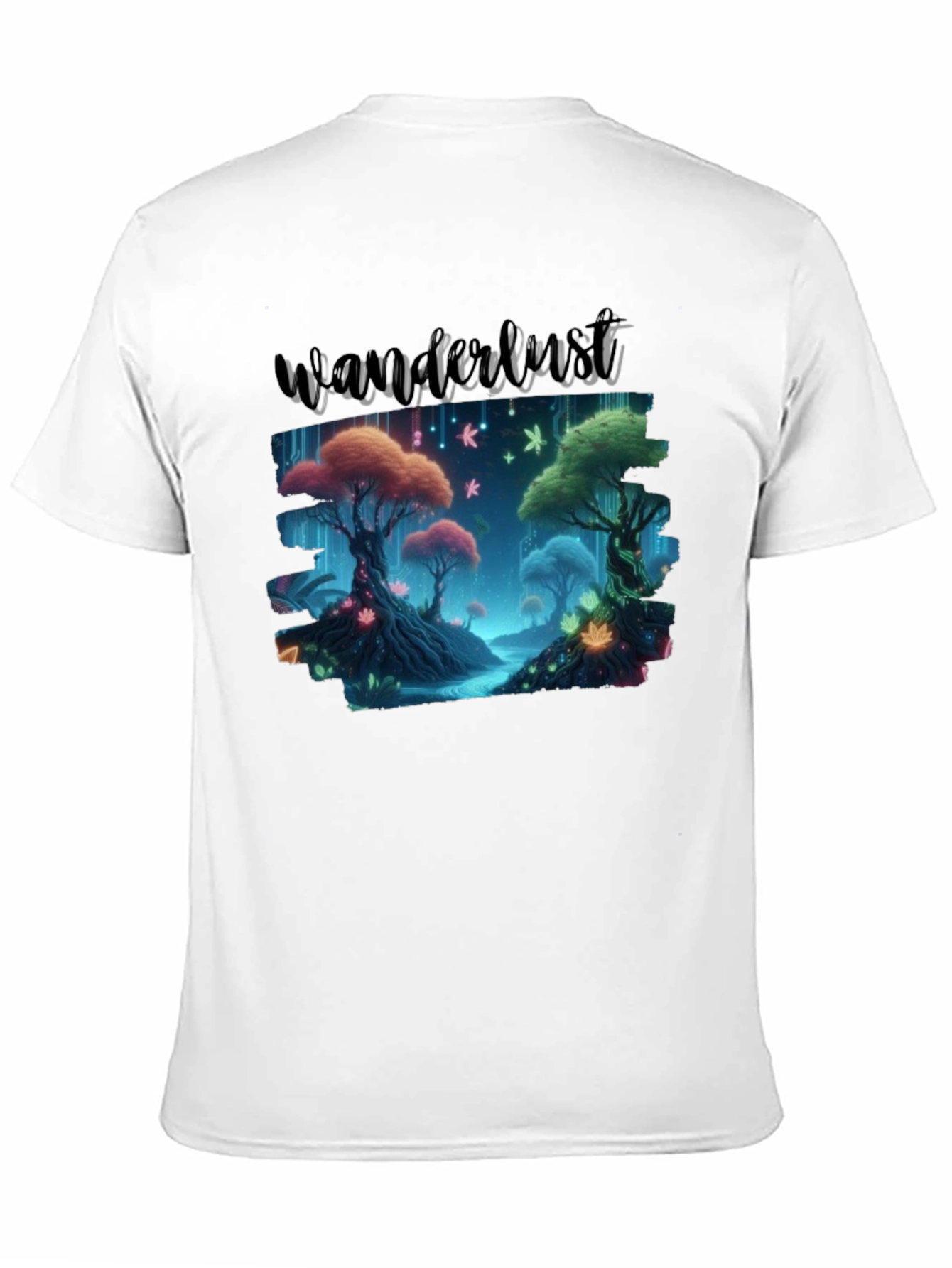Wanderlust Forest Graphic Tee - Black Cotton T-Shirt