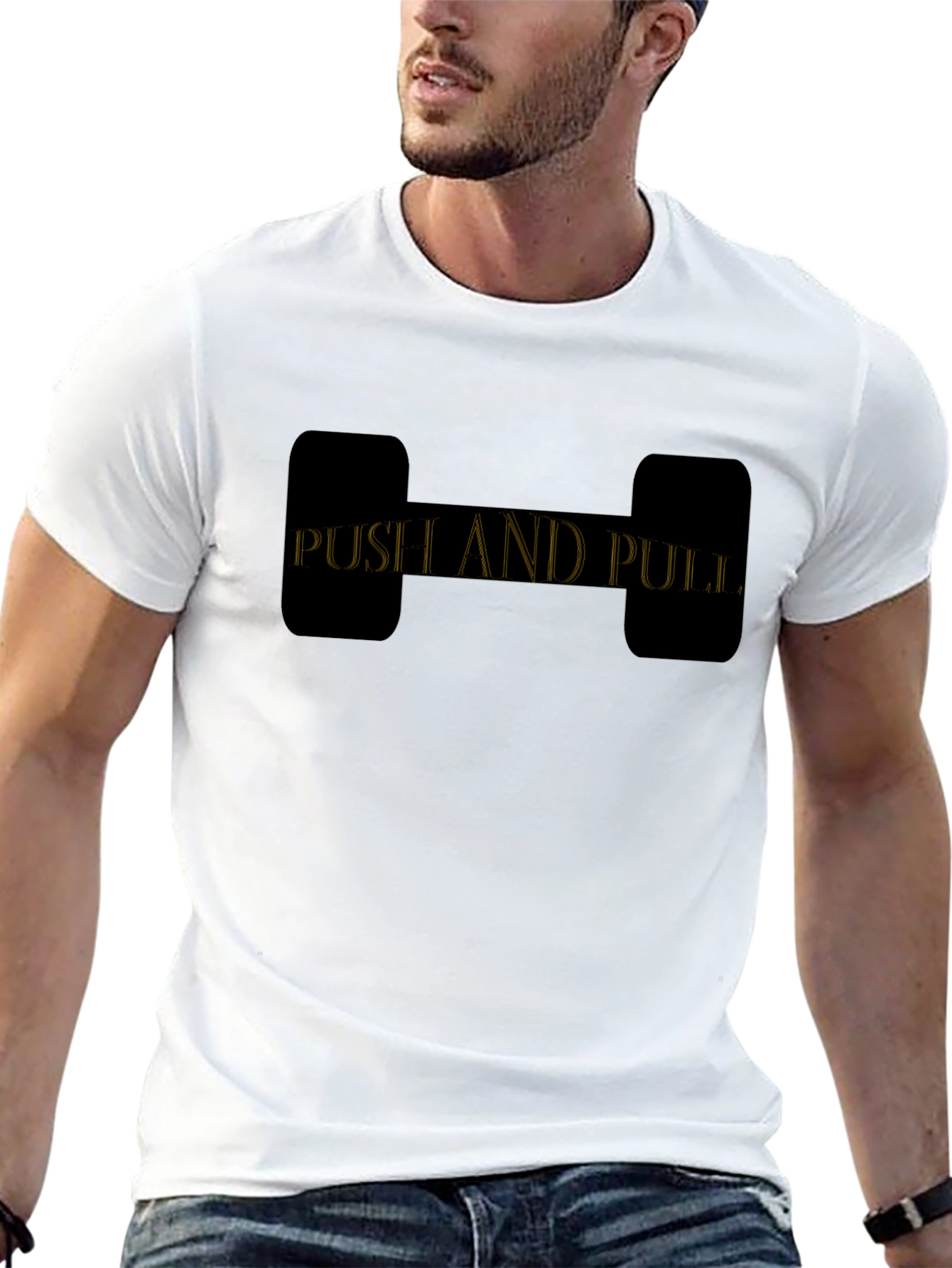 Push and Pull Graphic T-Shirt - Black