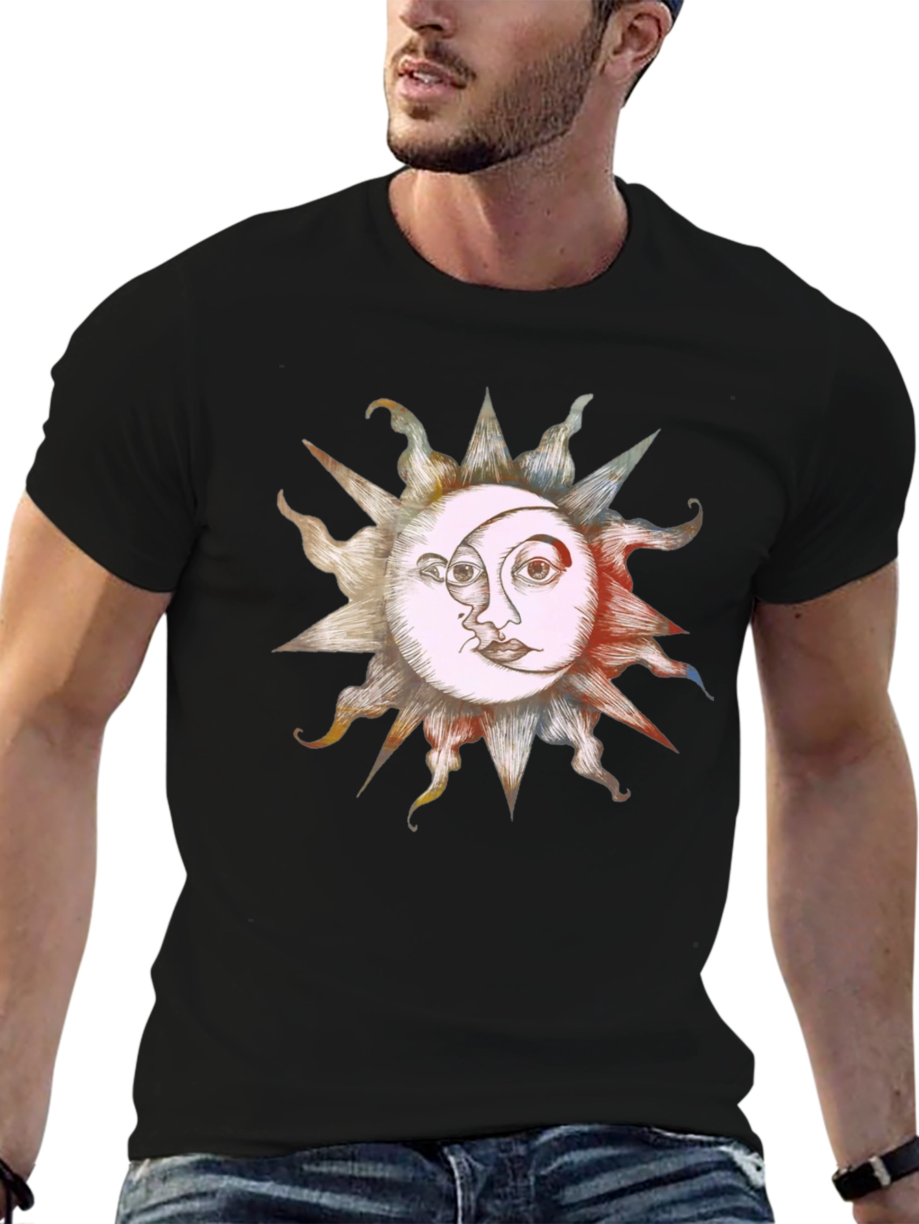 Sun & Moon Graphic Tee - Celestial Harmony