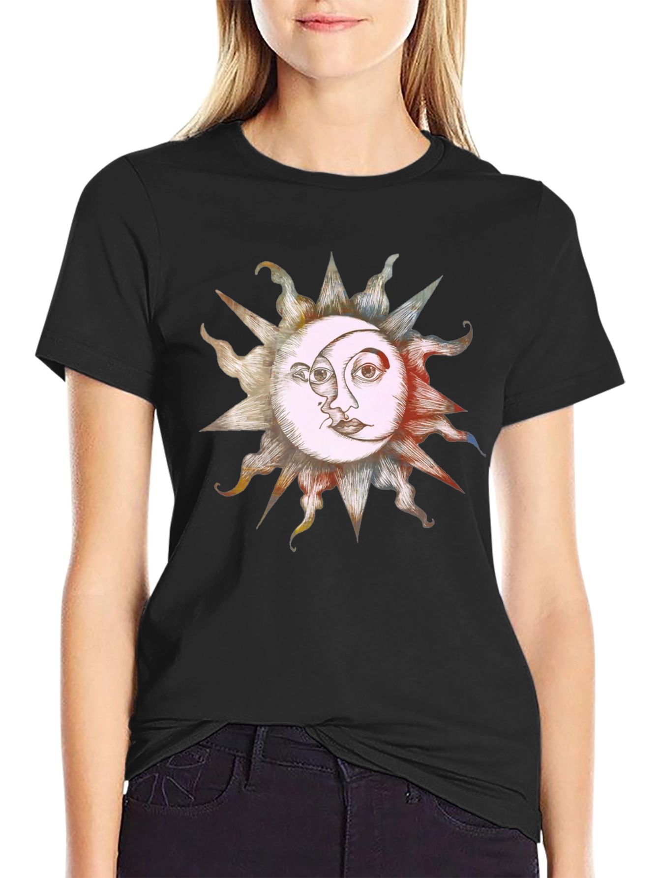 Sun & Moon Graphic Tee - Celestial Harmony