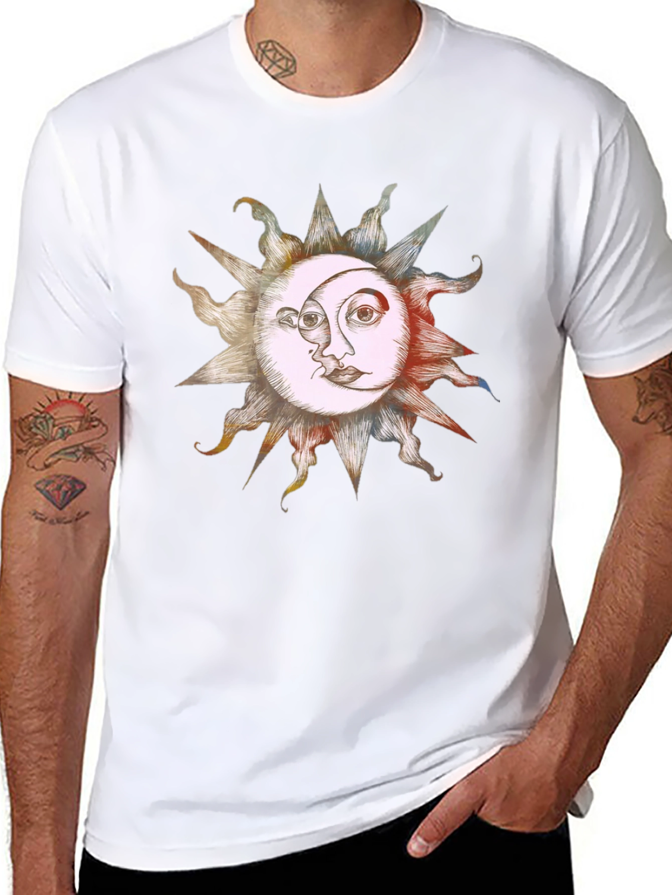 Sun & Moon Graphic Tee - Celestial Harmony