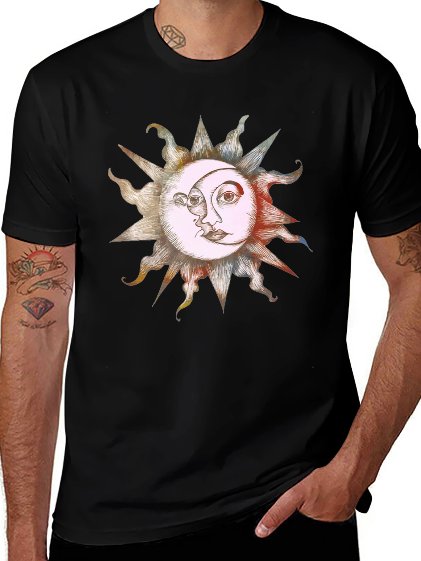 Sun & Moon Graphic Tee - Celestial Harmony