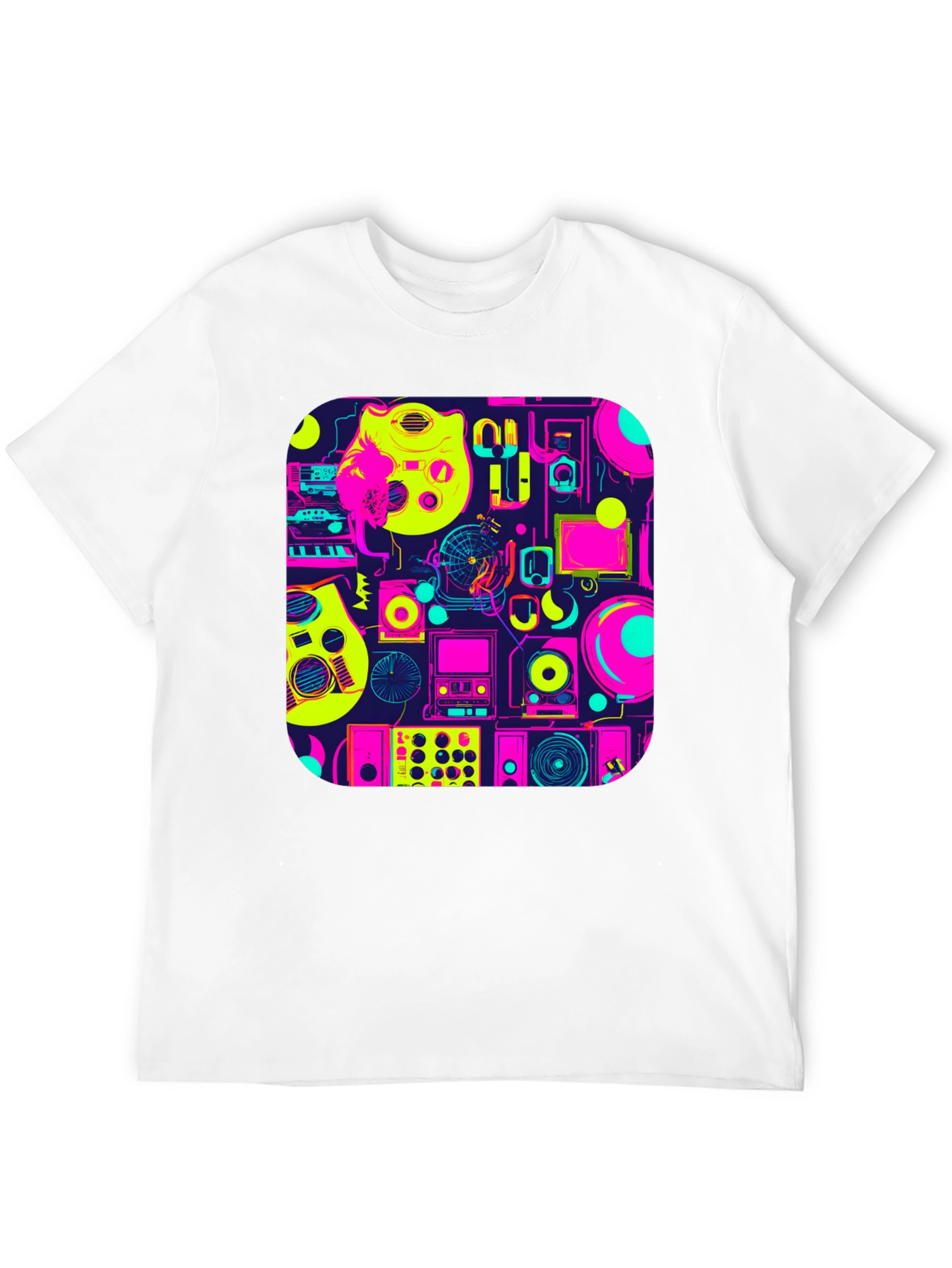 Retro Music Gear Graphic Tee - Black