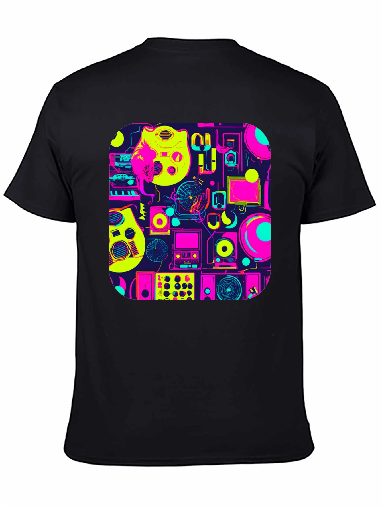 Retro Music Gear Graphic Tee - Black