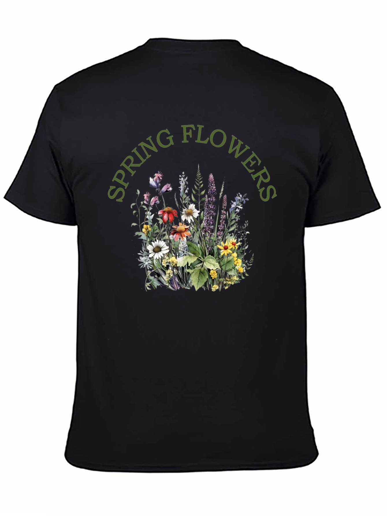 Spring Flowers Black Graphic Tee