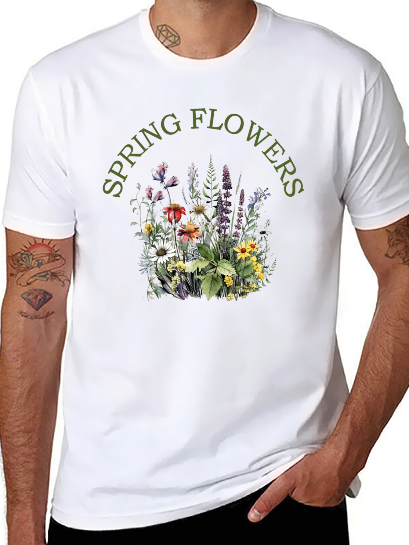 Spring Flowers Black Graphic Tee