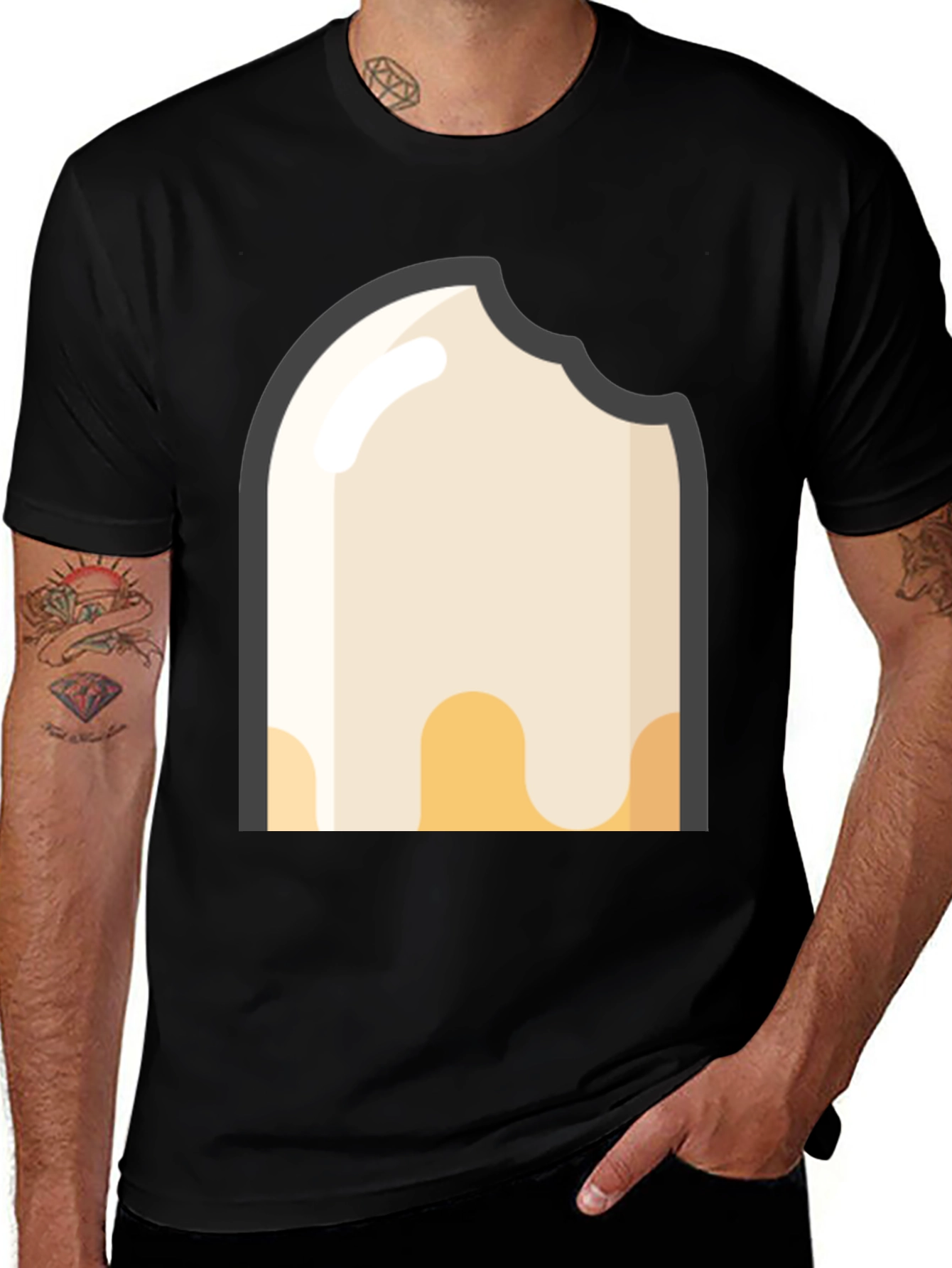 Bitten Ice Cream Black T-Shirt