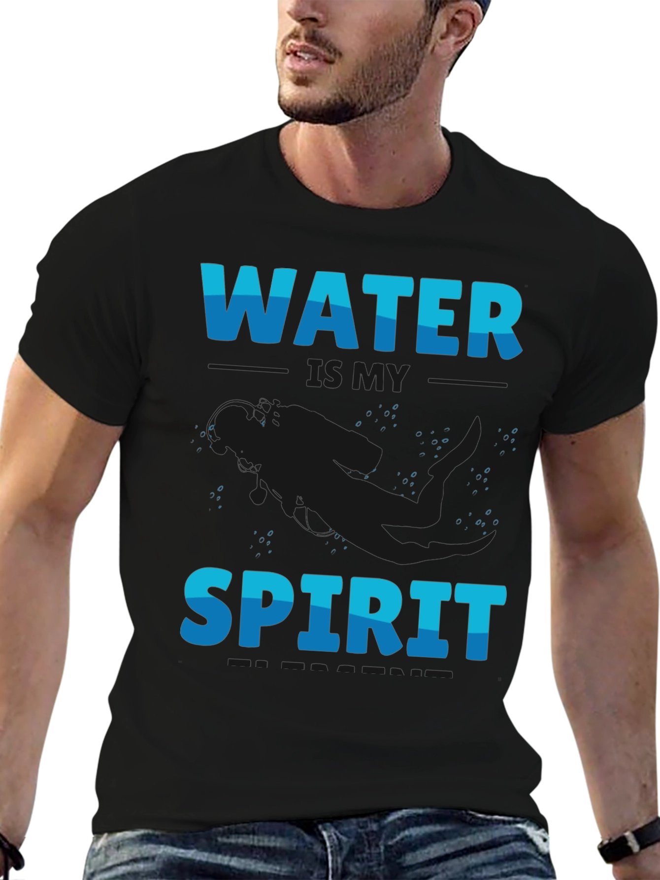 Water is My Spirit Black T-Shirt