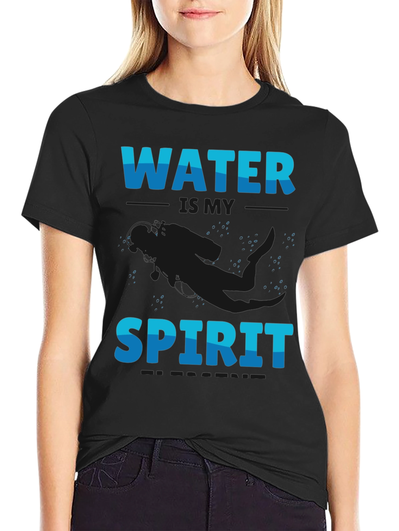 Water is My Spirit Black T-Shirt