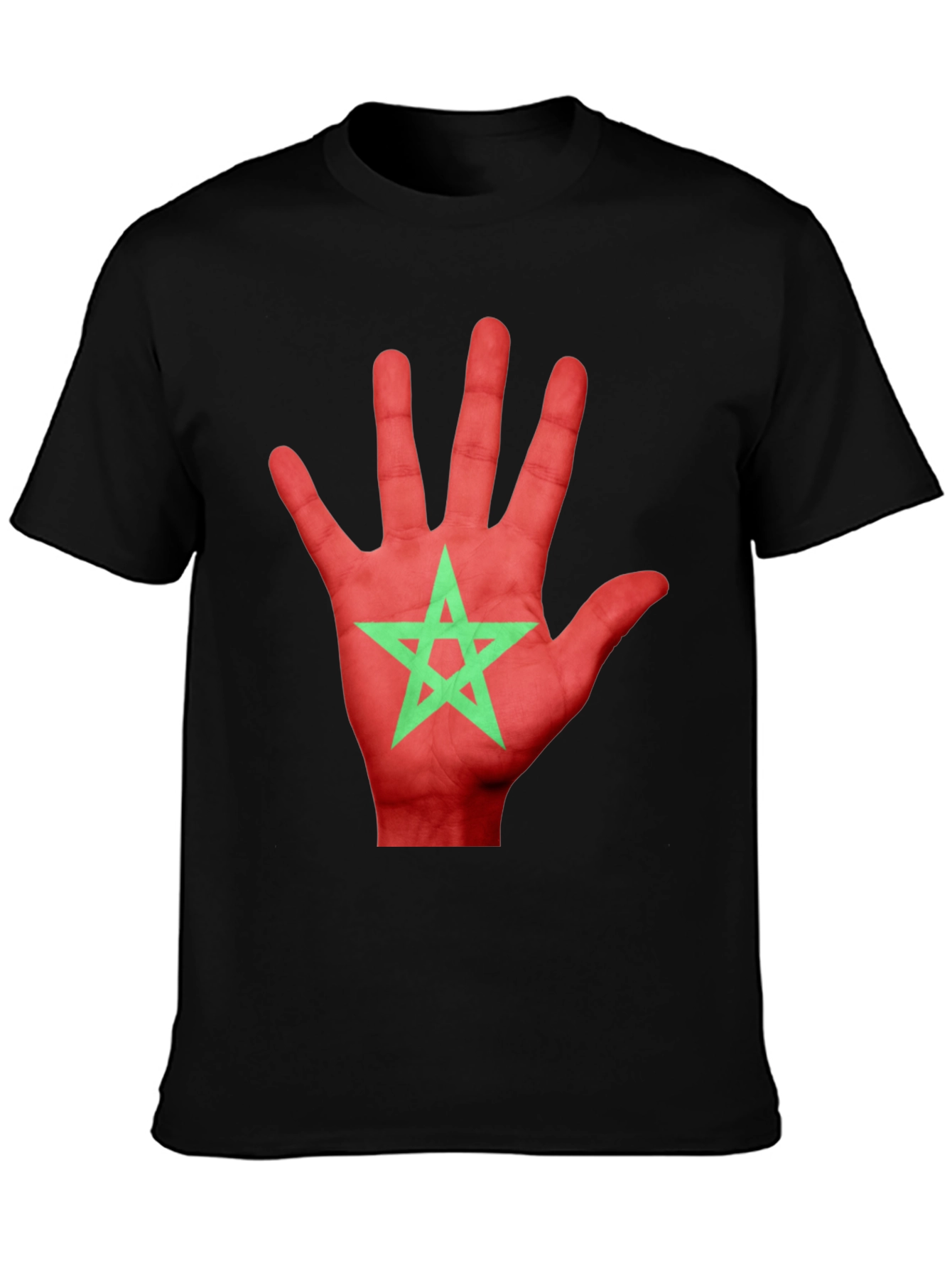 Morocco Flag Hand Print T-Shirt