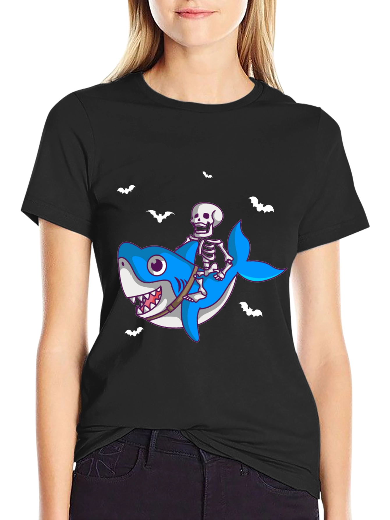 Skeleton Shark Rider T-Shirt