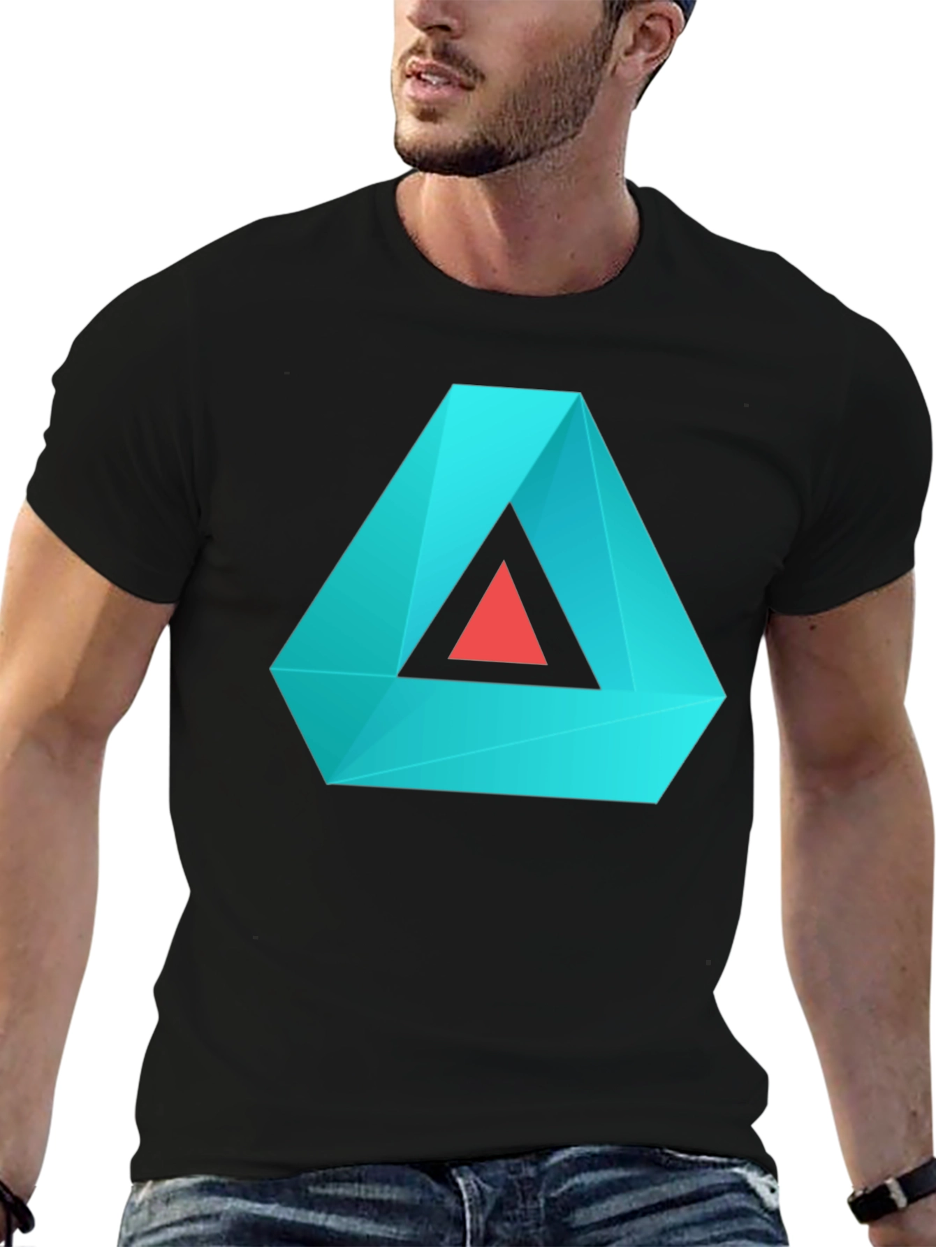 Geometric Triangle Graphic Tee - Modern Casual Style