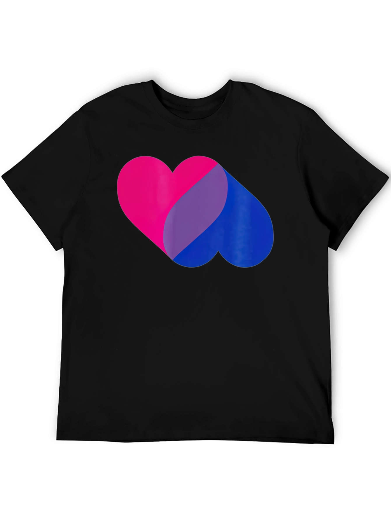 Bisexual Pride Heart Graphic Tee - Black Unisex T-Shirt