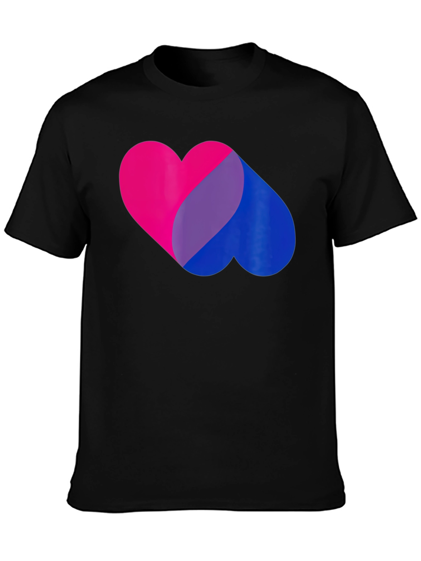 Bisexual Pride Heart Graphic Tee - Black Unisex T-Shirt