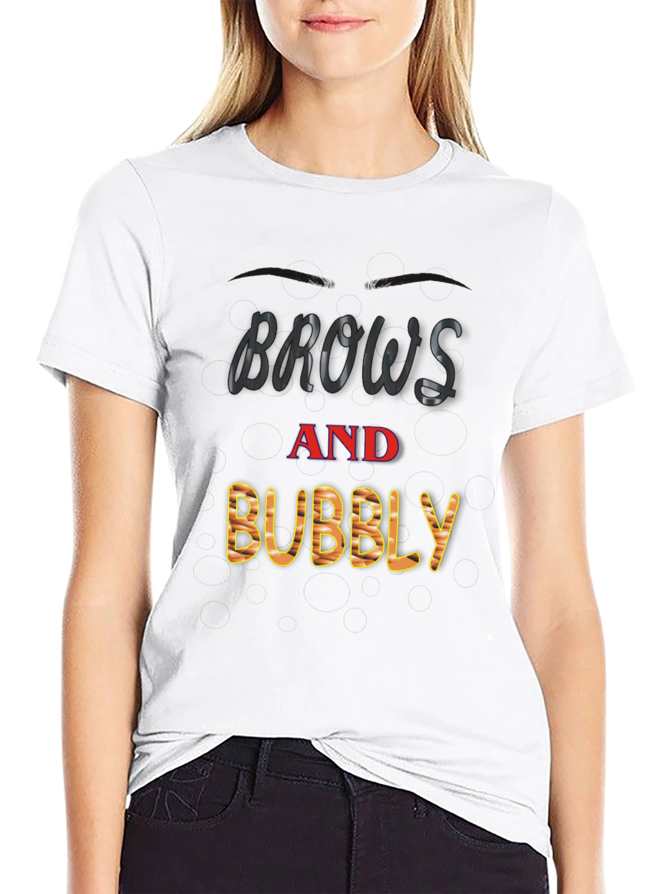 Brows and Bubbly Black T-Shirt