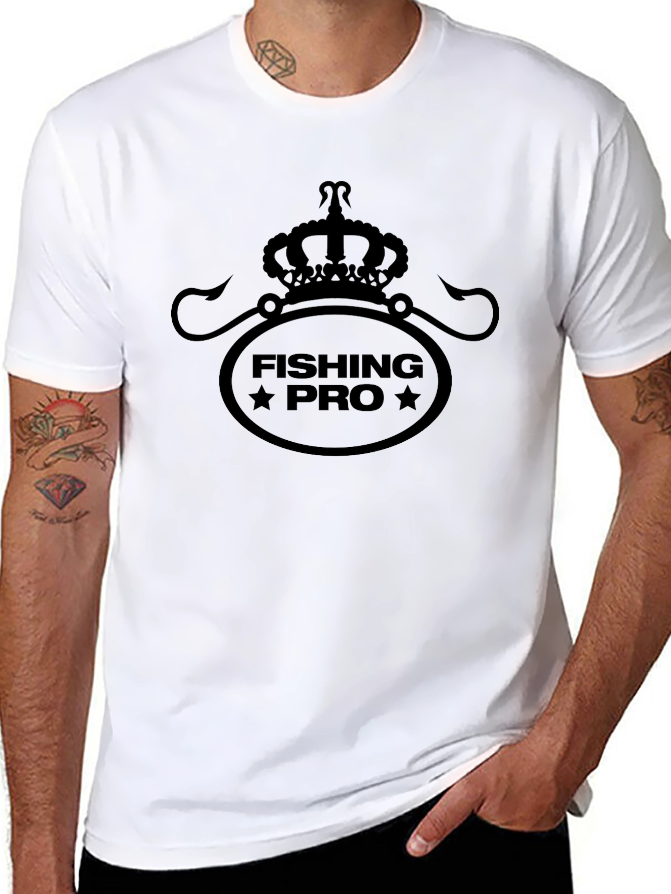 Fishing Pro Graphic T-Shirt - Black Crew Neck Tee