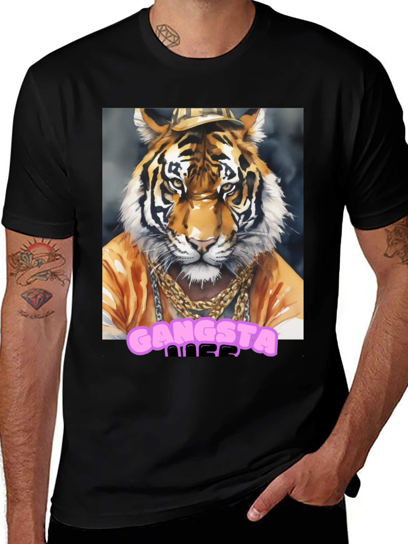 Gangsta Tiger Graphic Tee - Cool Animal Print T-Shirt