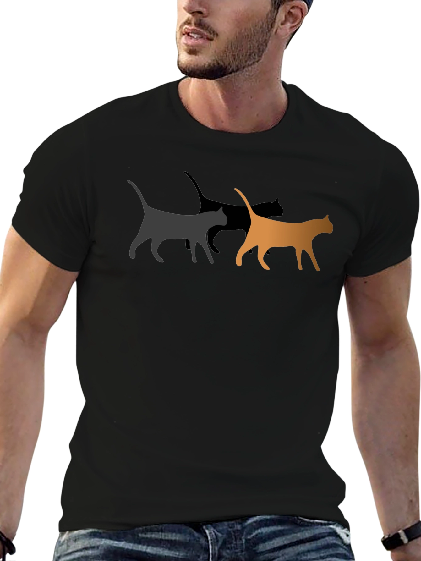 Cool Cat Graphic Tee - Black Unisex T-Shirt