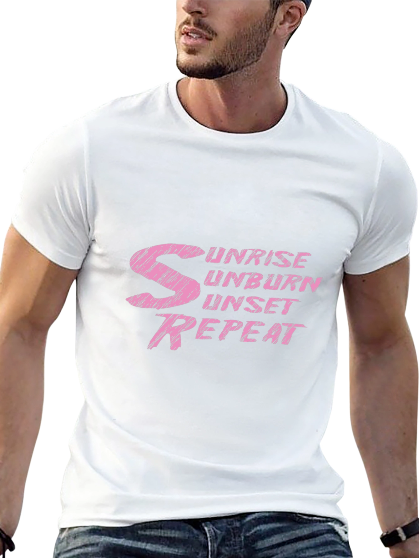 Sunrise Unburn Sunset Repeat Graphic Tee - Black Cotton