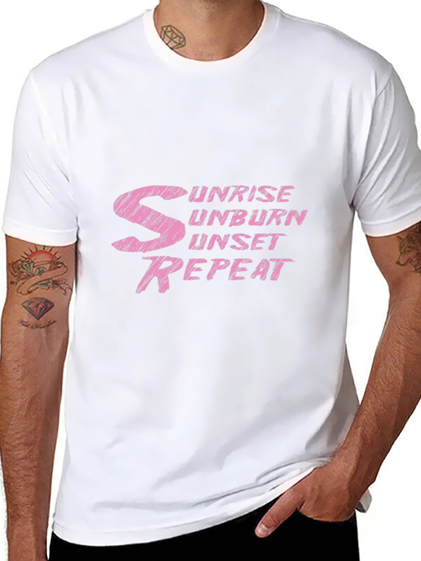 Sunrise Unburn Sunset Repeat Graphic Tee - Black Cotton