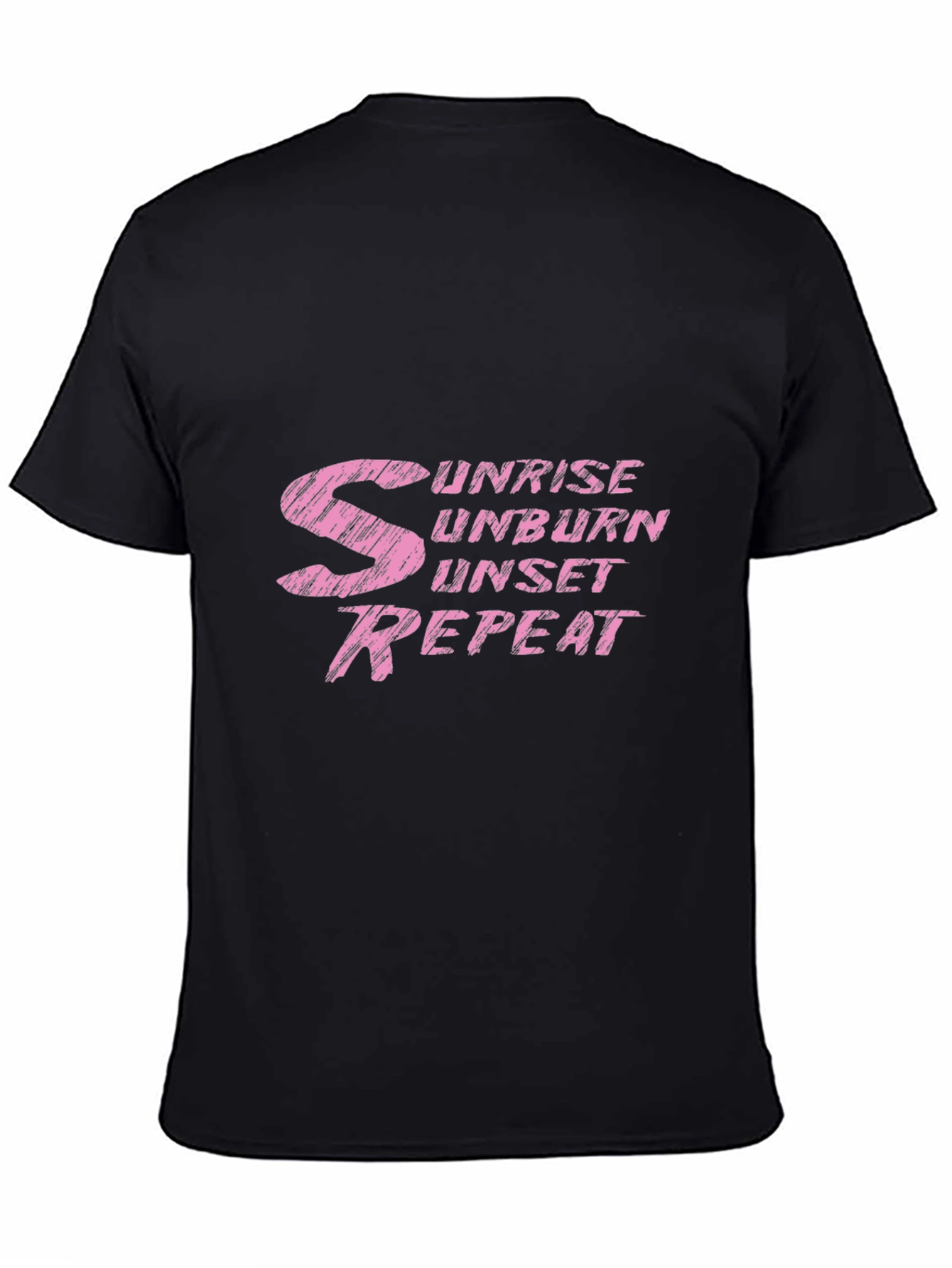 Sunrise Unburn Sunset Repeat Graphic Tee - Black Cotton