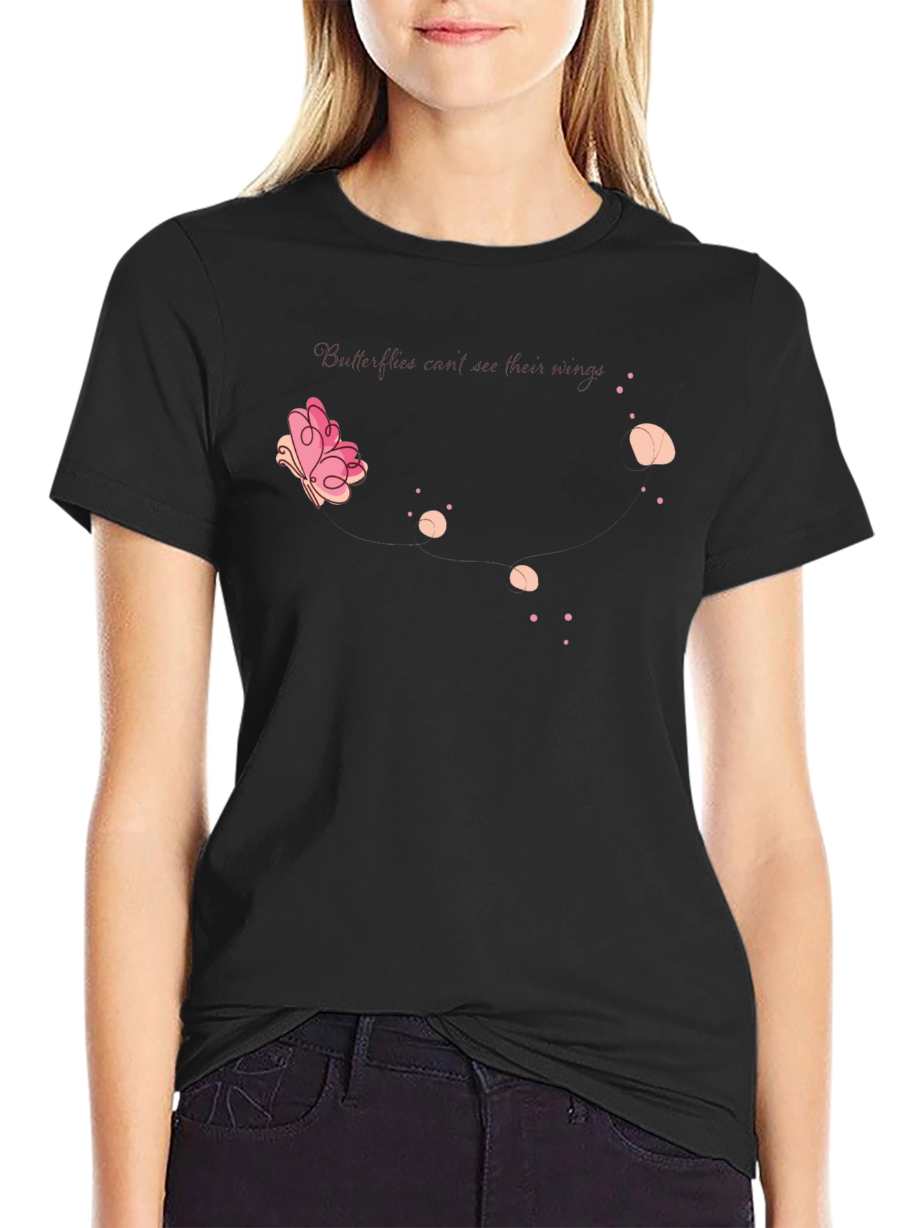 Butterfly Tea Party Black T-Shirt