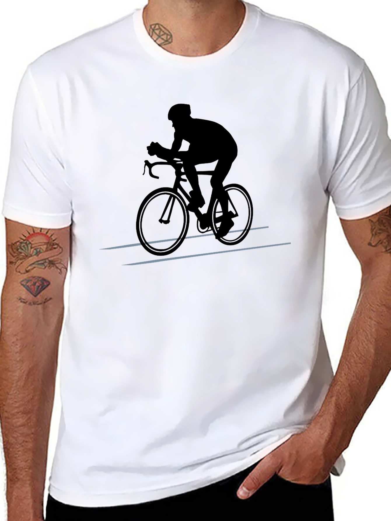 Cyclist Silhouette Graphic T-Shirt - Black