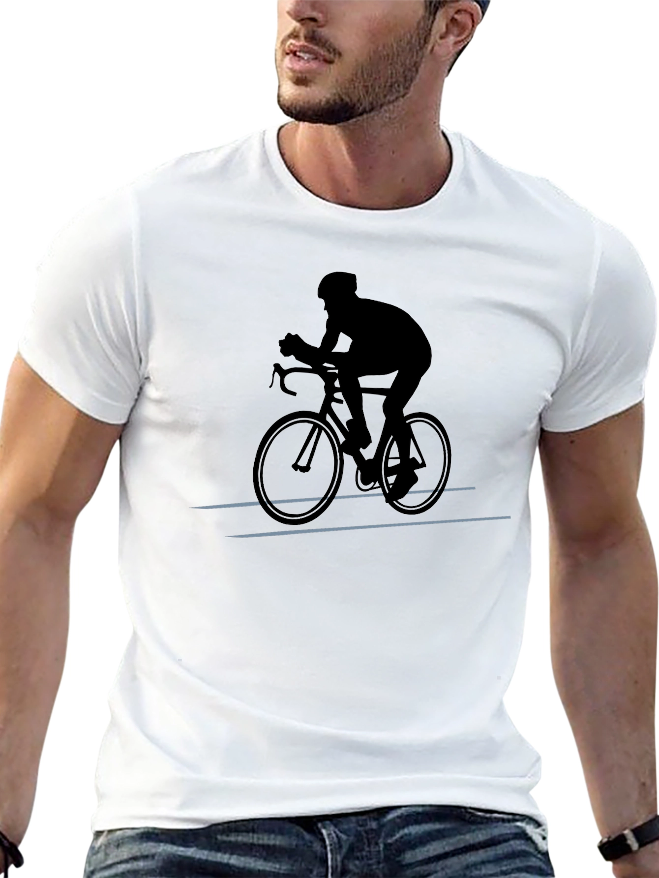 Cyclist Silhouette Graphic T-Shirt - Black