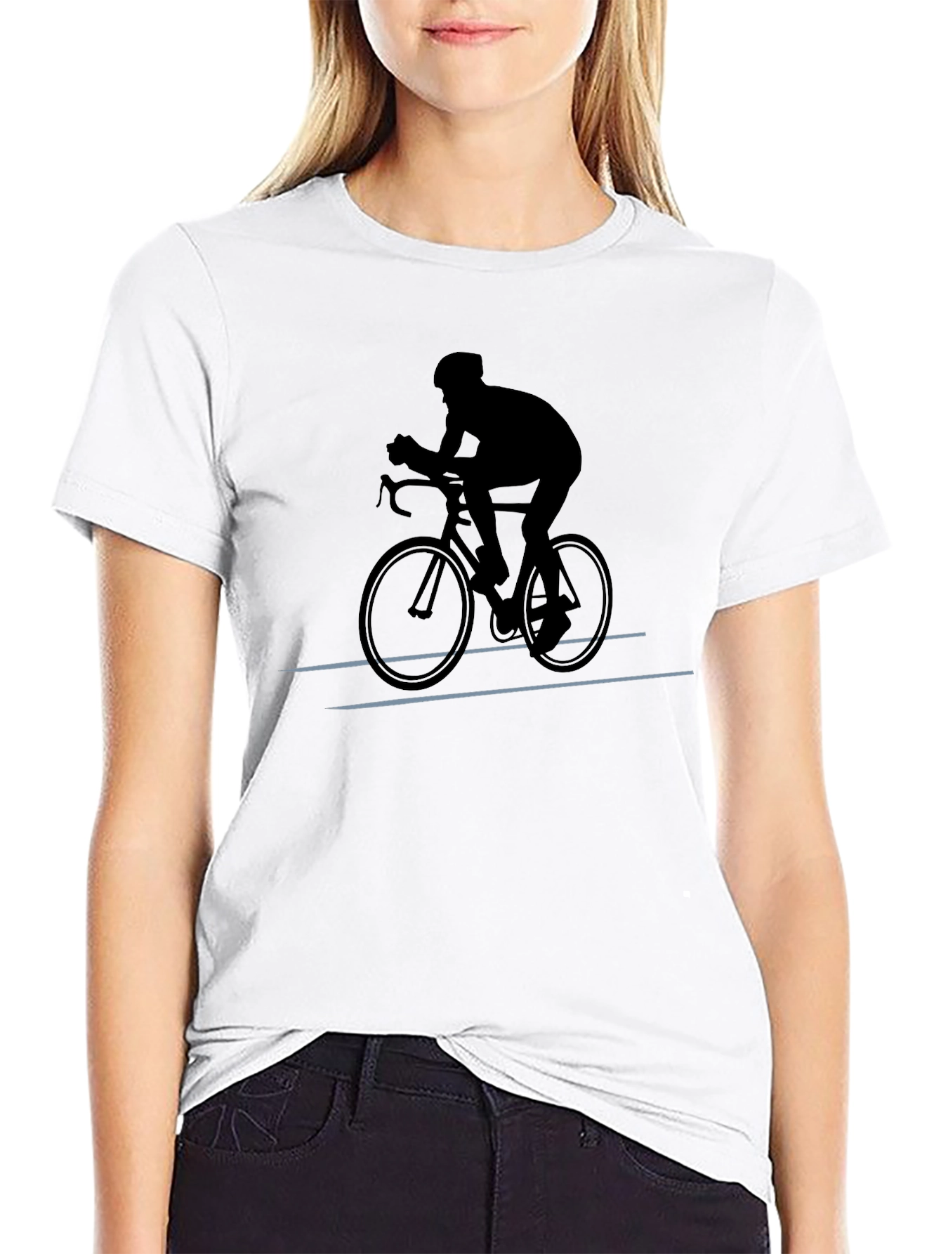 Cyclist Silhouette Graphic T-Shirt - Black