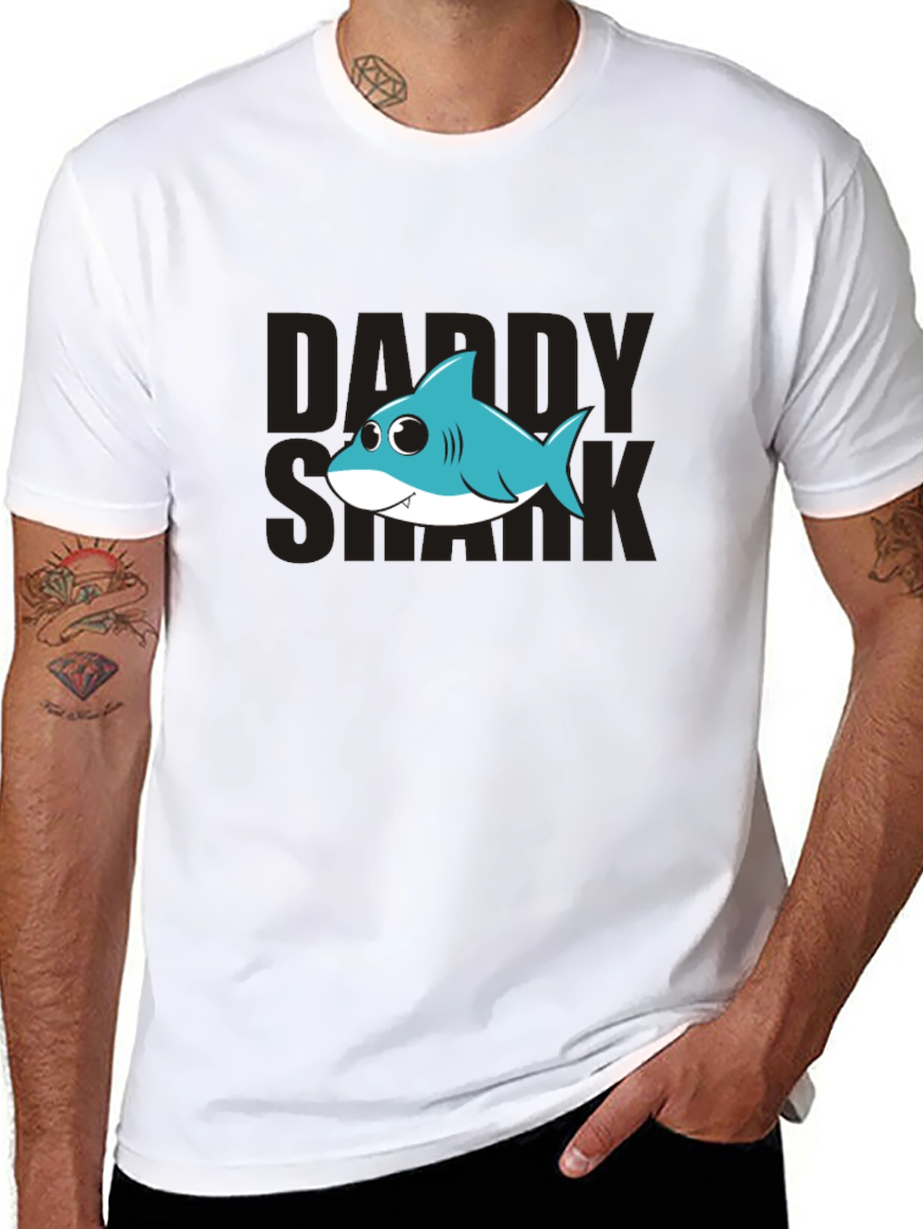 Daddy Shark Graphic Tee - Mens Black T-Shirt