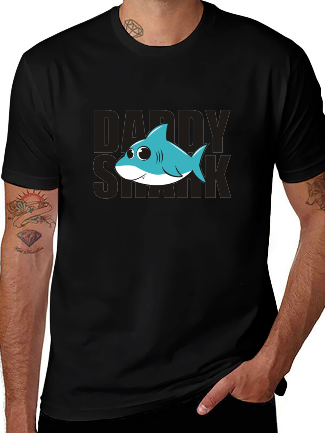 Daddy Shark Graphic Tee - Mens Black T-Shirt