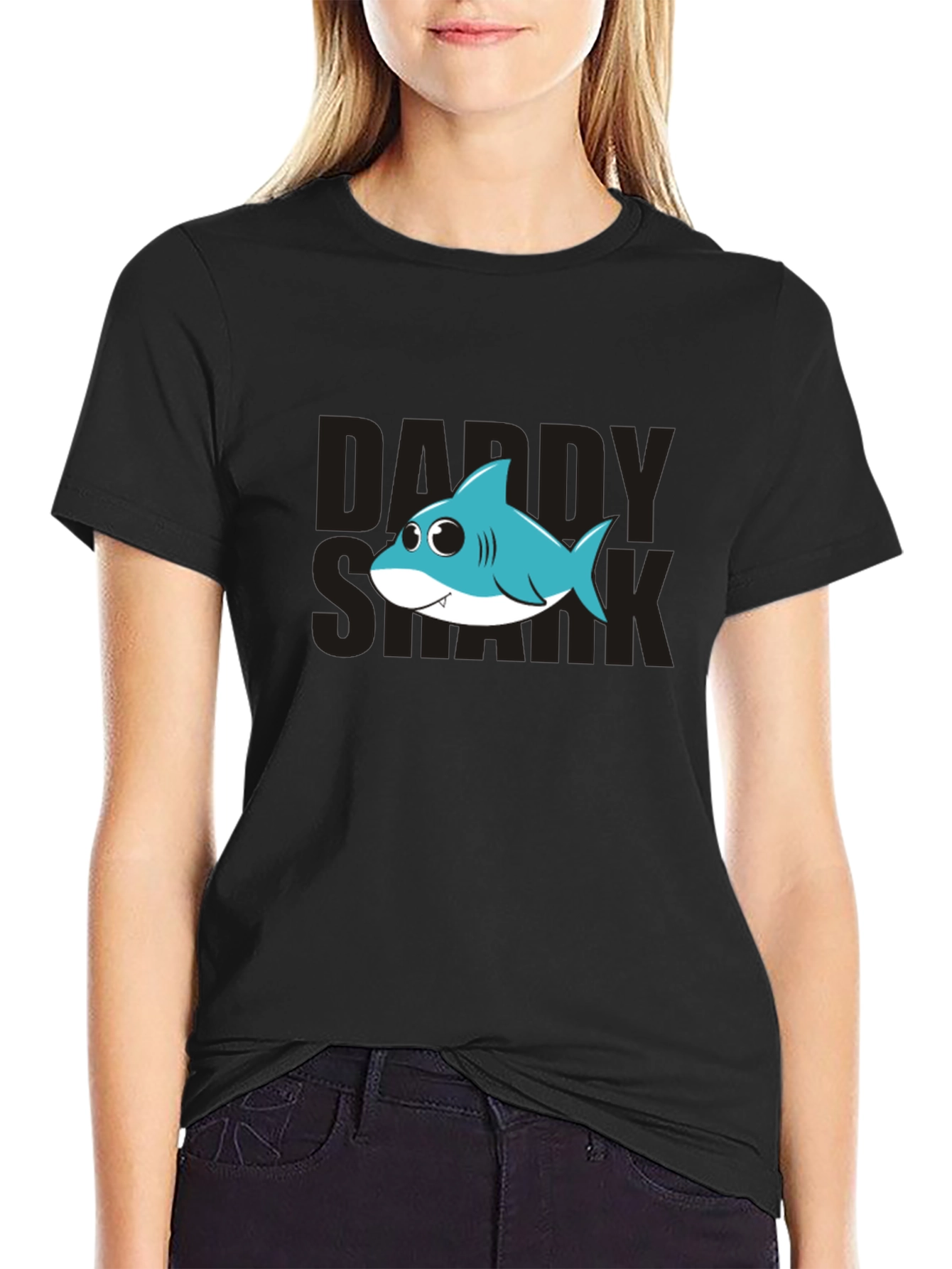 Daddy Shark Graphic Tee - Mens Black T-Shirt