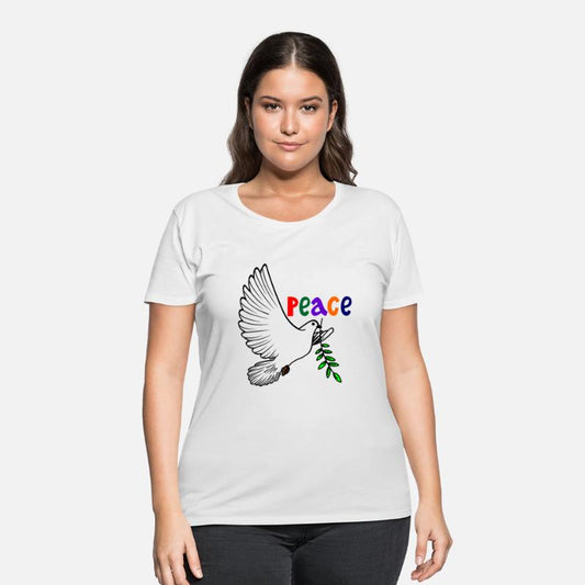 Peace dove white colored text