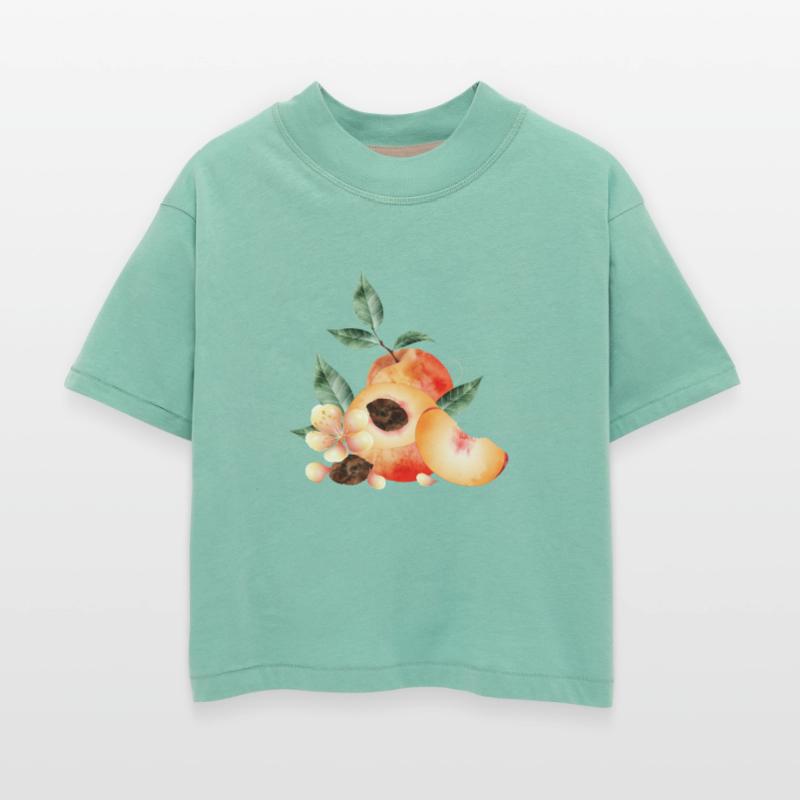 Peach half, peaches, peach, blossoms and wedge