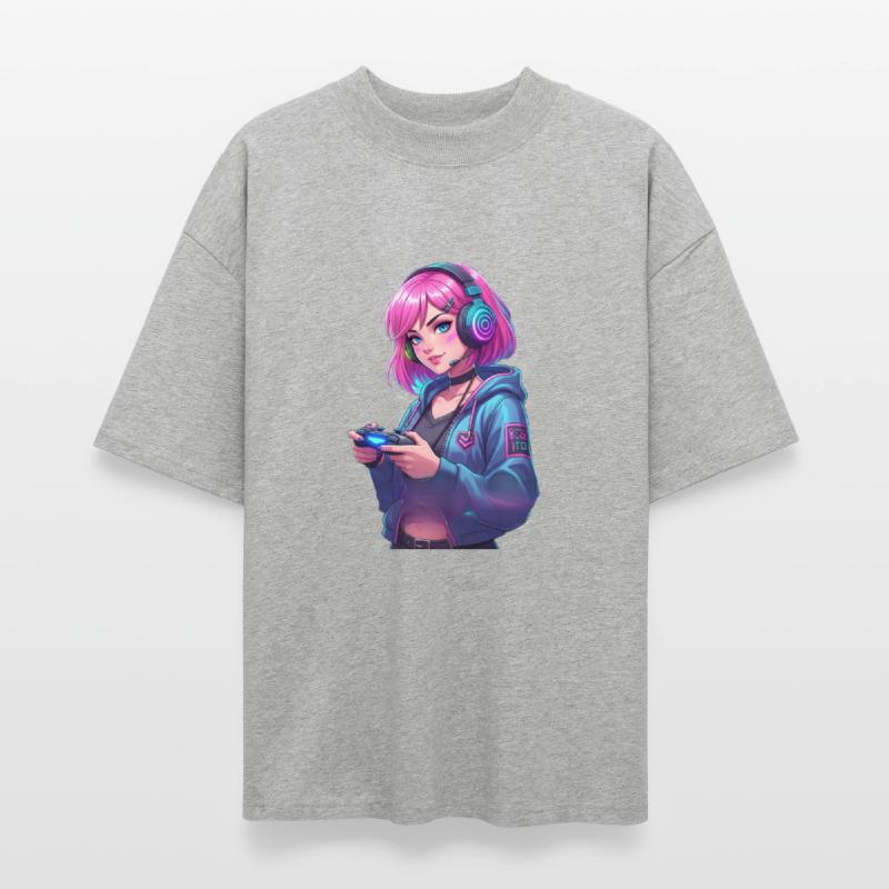 Pink Hair Gamer Girl Neon Art