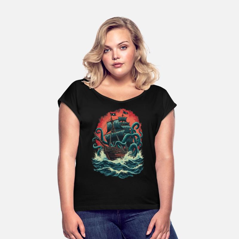 Pirate Ship Kraken Ocean Battle Giant Sea Monster