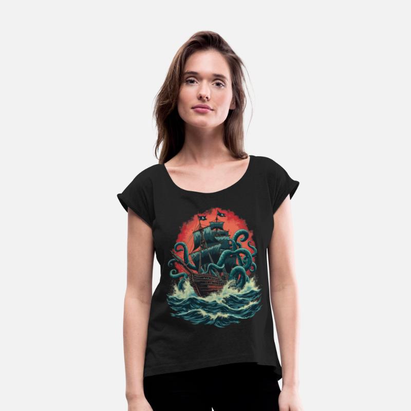 Pirate Ship Kraken Ocean Battle Giant Sea Monster