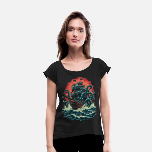 Pirate Ship Kraken Ocean Battle Giant Sea Monster