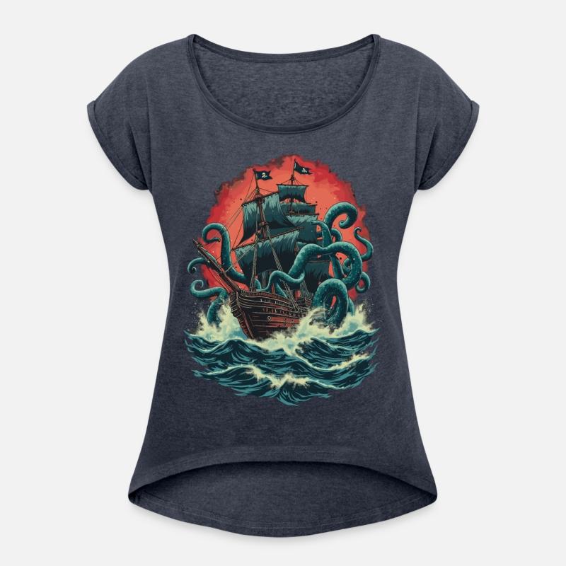 Pirate Ship Kraken Ocean Battle Giant Sea Monster