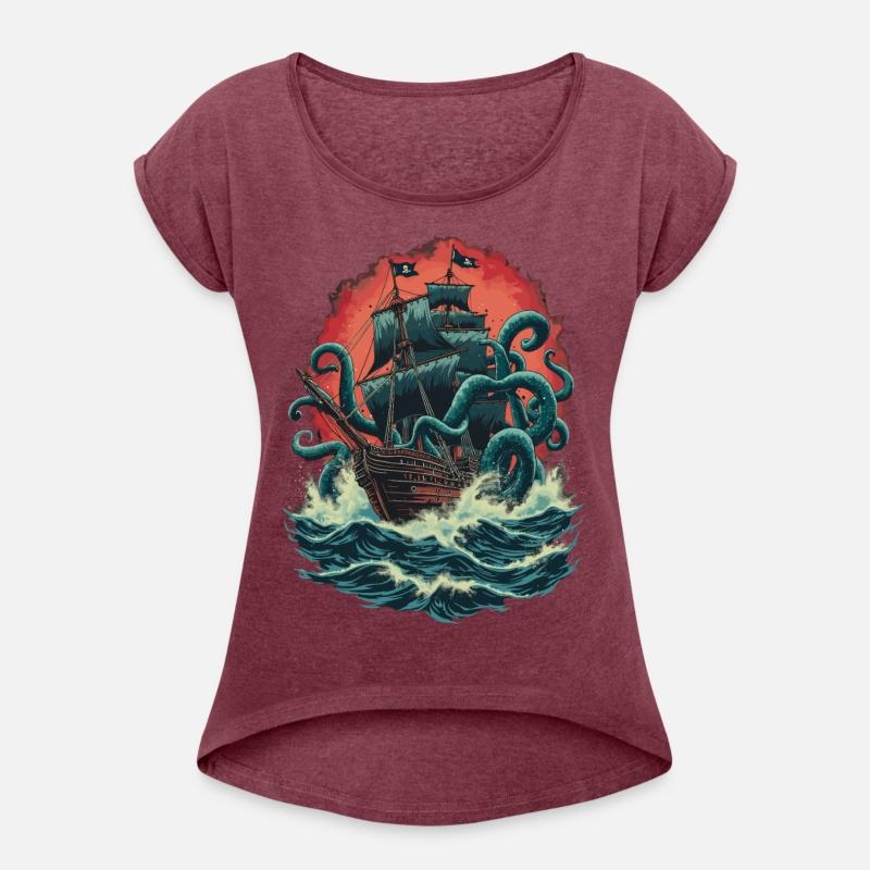Pirate Ship Kraken Ocean Battle Giant Sea Monster