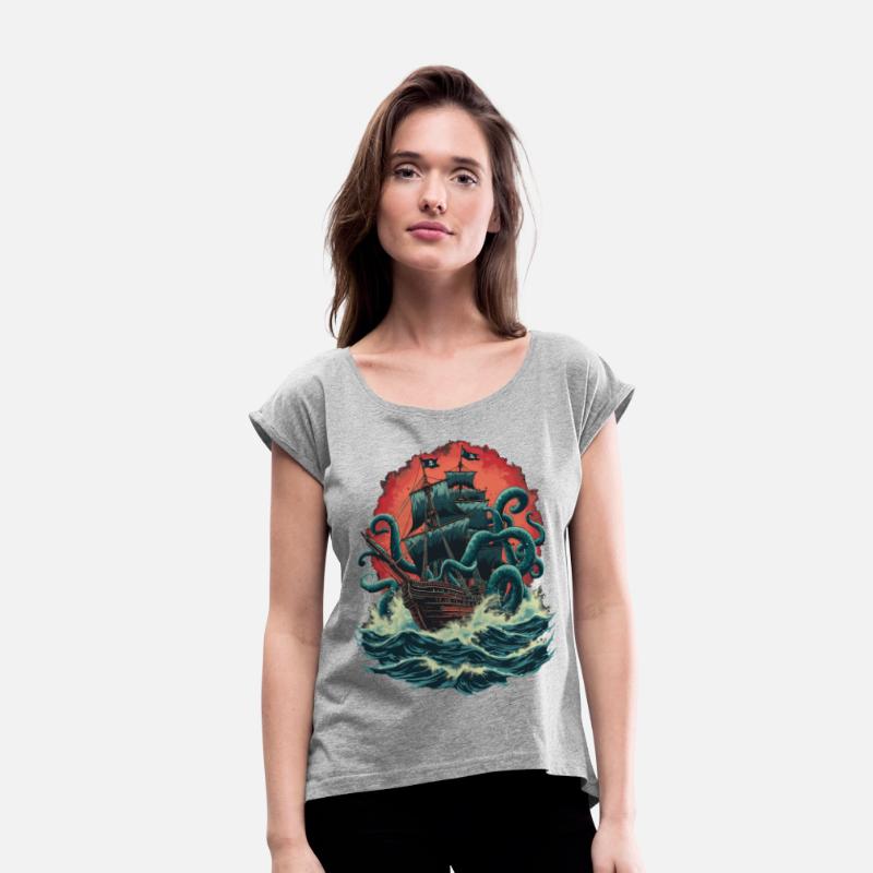 Pirate Ship Kraken Ocean Battle Giant Sea Monster