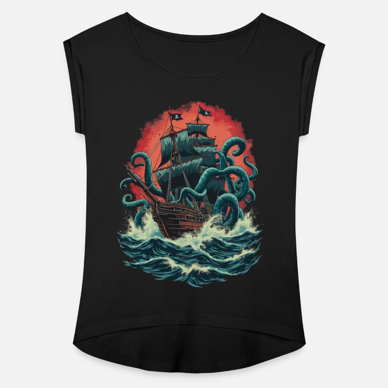 Pirate Ship Kraken Ocean Battle Giant Sea Monster